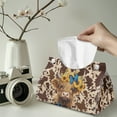thumbnail image 2 of SEANATIVE Cow Print Tissue Box Cover PU Leather Tissue Holder Rectangle Tissue Box Organizer Cattle Tissue Paper Box Cover Portable Butterfly Tissue Holder for Travel Vanity Countertop Bedroom, 2 of 7