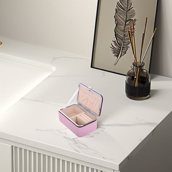 Milisten Portable Pink Jewelry Box PU Material Multifunctional Storage for Travel
