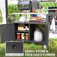 thumbnail image 6 of Outsunny Outdoor Grill Cart Table with Foldable Side Table, Movable Pizza Oven Table with Stainless Steel Tabletop, Hooks, Wheels, 6 of 9