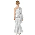 thumbnail image 2 of Miaeowve Justaucorps de Carnaval pour Filles Fête Disco Pattes d'Éléphant Combinaison de Danse Longue Unitard Argent 6, 2 of 7