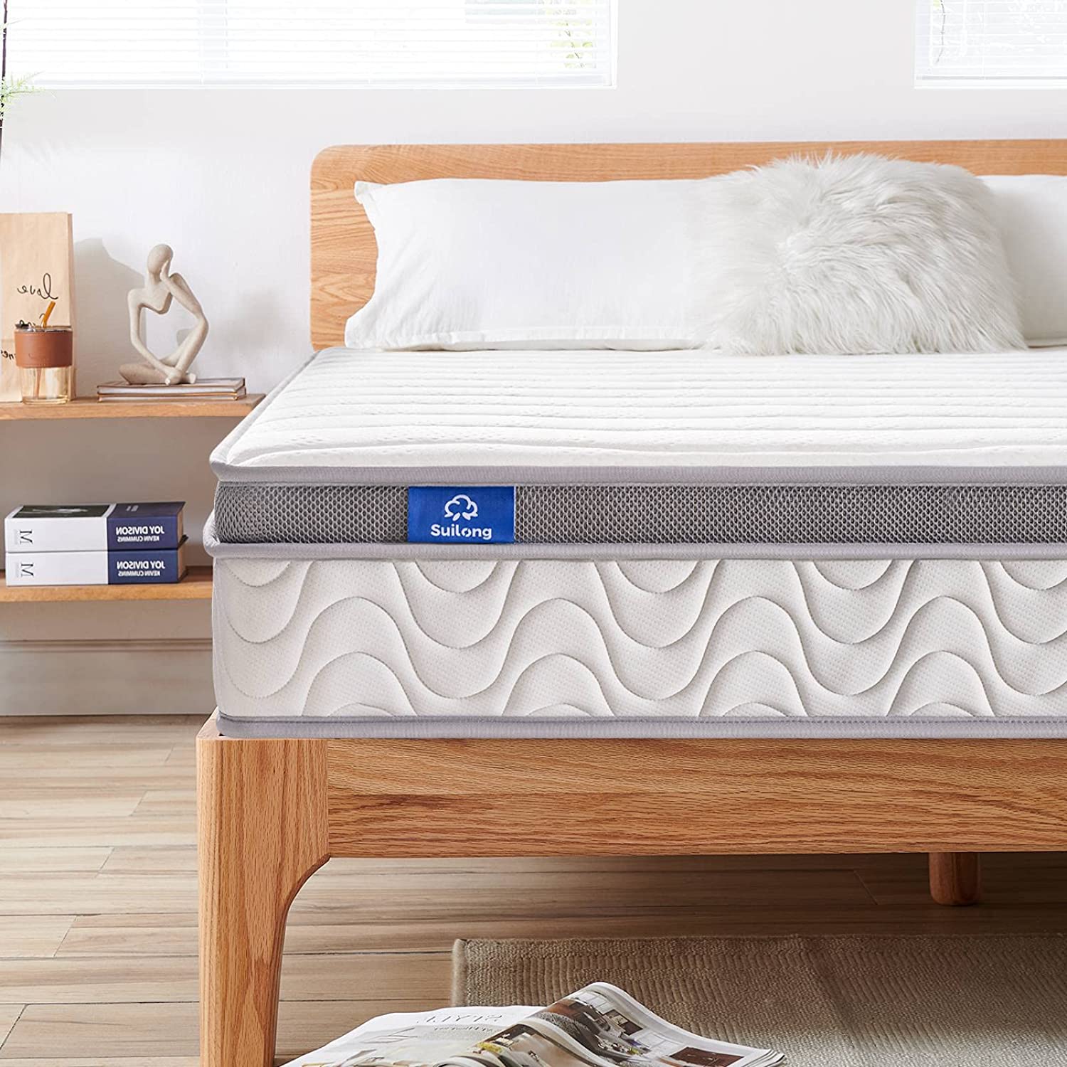 SUI LONG Twin Mattress, 10inch Hybrid of Gel Memory Foam and pocket