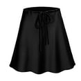 thumbnail image 4 of MIXUE Skirts For Women Summer Silk Satin Solid Color High Waist Ruffle A Line Casual Mini Tennis Skirt Sportswear,Black,M, 4 of 6