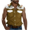 thumbnail image 3 of VBTAPA Fashion Cargo Shirts for Men, Mens Trendy Casual Color Block Blouse Shirt Sleeveless Button Down Shirts Summer Lapel T Shirt Sales of Today Khaki XXXL, 3 of 6