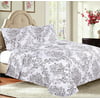 White/Gray 3-Piece Bedspread Coverlet Quilt Set with Pillow Shams Floral Vines