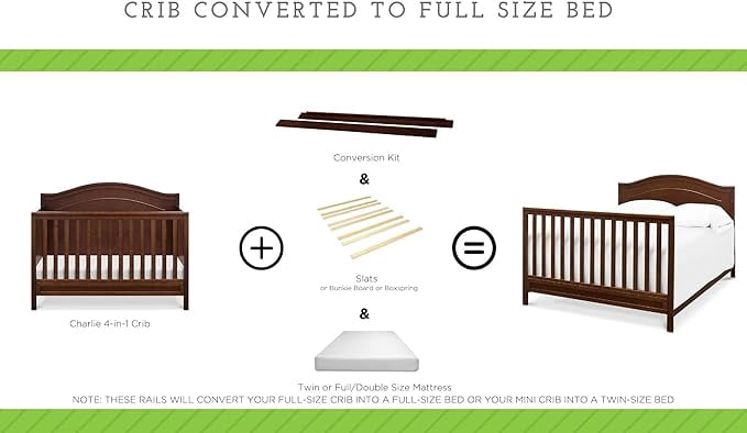 Full-Size Conversion Kit Bed Rails for Davinci Laurel 4-in-1 Crib (Slate)