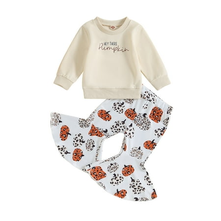 

Bagilaanoe 2Pcs Toddler Baby Boy Halloween Outfits Letters Print Long Sleeve Sweatshirt Tops + Pumpkin Flare Trousers 6M 12M 18M 24M 3T 4T 5T 6T Kids Long Pants Set
