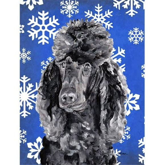 Carolines Treasures SC9770CHF Black Standard Poodle Winter Snowflakes Flag Canvas House Size, Large, Multicolor