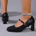 thumbnail image 4 of Xfvqtps Womens Mary Jane Heels Shoes Square Toe Ankle Strap Chunky Heel Spring Summer Vintage Style Comfortable Mid Heel Dressy Casual Wear, 4 of 8