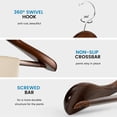 thumbnail image 5 of High-Grade Wide Shoulder Wooden Hangers 10 Pack with Non Slip Pants Bar - Smooth Finish Solid Wood Suit Hanger Coat Hanger, Holds upto 20lbs, 360° Swivel Hook, for Dress, Jacket, Heavy Clothes Hangers, 5 of 7