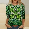 thumbnail image 1 of Mceream St Patricks Day Chandail pour Femmes Drôle Manches 3/4 Hauts Mignons Décontractés Col Rond T-Shirts Graphiques Trèfle Imprimé Floral 2026 Hauts Chemisiers Grande Taille Vert P, 1 of 5