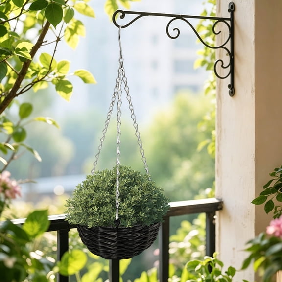 Self Watering Hanging Planter, 7 Inch Iron Hanging Basket for Indoor Outdoor Plants with Chain, Decorative Wall Planter for Balcony Porch