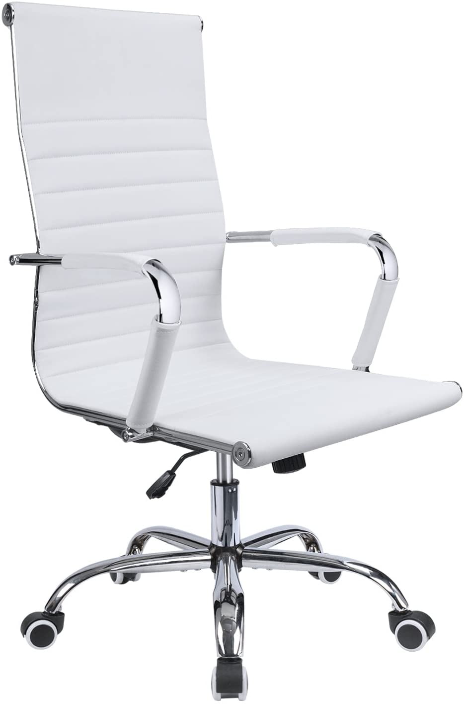 Low Back Office Chair PU Leather NEW Office Executive Chair Ribbed High Back 
