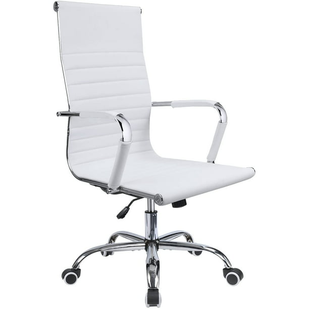 Lacoo Faux Leather Office Desk Chair, Faux Leather Desk Chair White