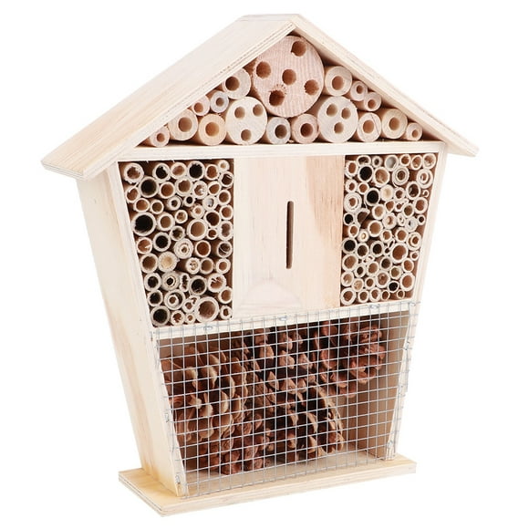 Garosa Gardening Wooden Insect Small House Shelter Nesting Handicrafts Decoration for Bee Bug, Bee Hotel, Wooden Bee House