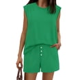 thumbnail image 4 of Women 2 Pieces Sleeveless Sets Solid Color Tank Tops and Short Lounge Sets, 4 of 6
