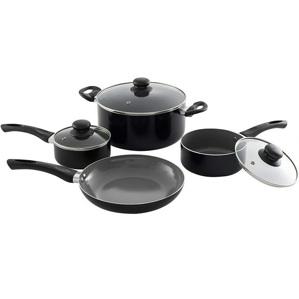 7 Piece Aluminum NonStick Cookware Set, Dishwasher Safe Pots & Pans