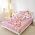 thumbnail image 4 of Feelyou Initial K Letter Queen Sheet Sets for Kids, Girly Pink Cartoon Flat Sheet, Fashion Bling Stars Queen Fitted Sheet, Luxury Bedroom Decor, 4 Pieces, 4 of 7