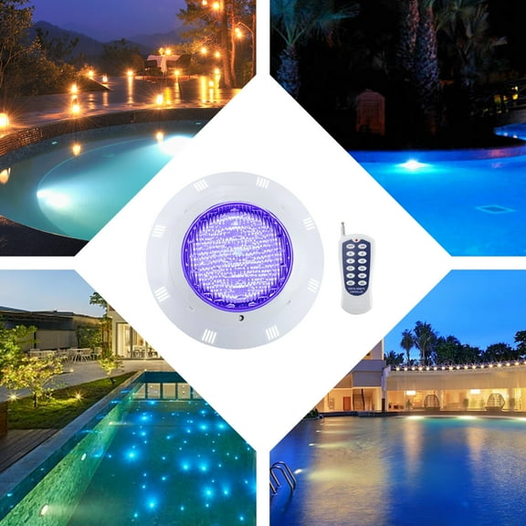 36W RGB LED Underwater Pool Light with Remote Control, IP68 Waterproof, 7 Colors & 15 Modes for Swimming Pools, Bathtubs & Aquariums