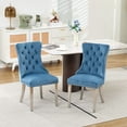 thumbnail image 2 of S-HOME Modern Solid Wood Dining Chairs with Chrome Plating Legs Set of 2 Featuring Velvet Upholstery , Light Blue, 2 of 18