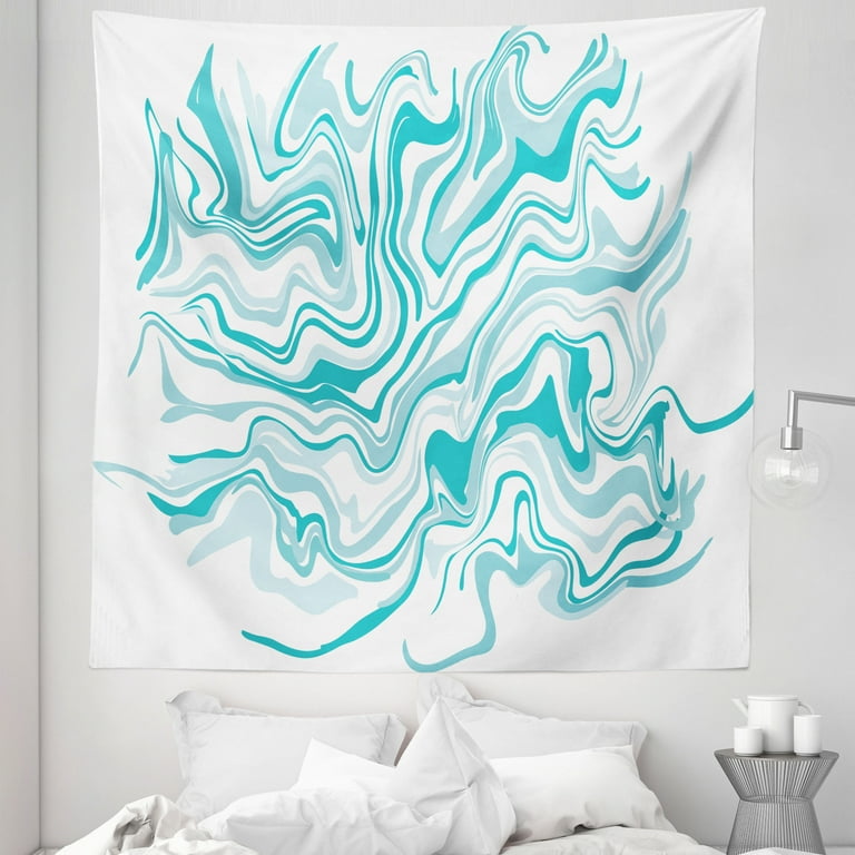 Marble Tapestry Aqua Color Palette Pastel Waves Abstract Modern Minimal Monochrome Forms Fabric Wall Hanging Decor for Bedroom Living Room Dorm 5 Sizes Seafoam and Pale Blue by Ambesonne Walmart