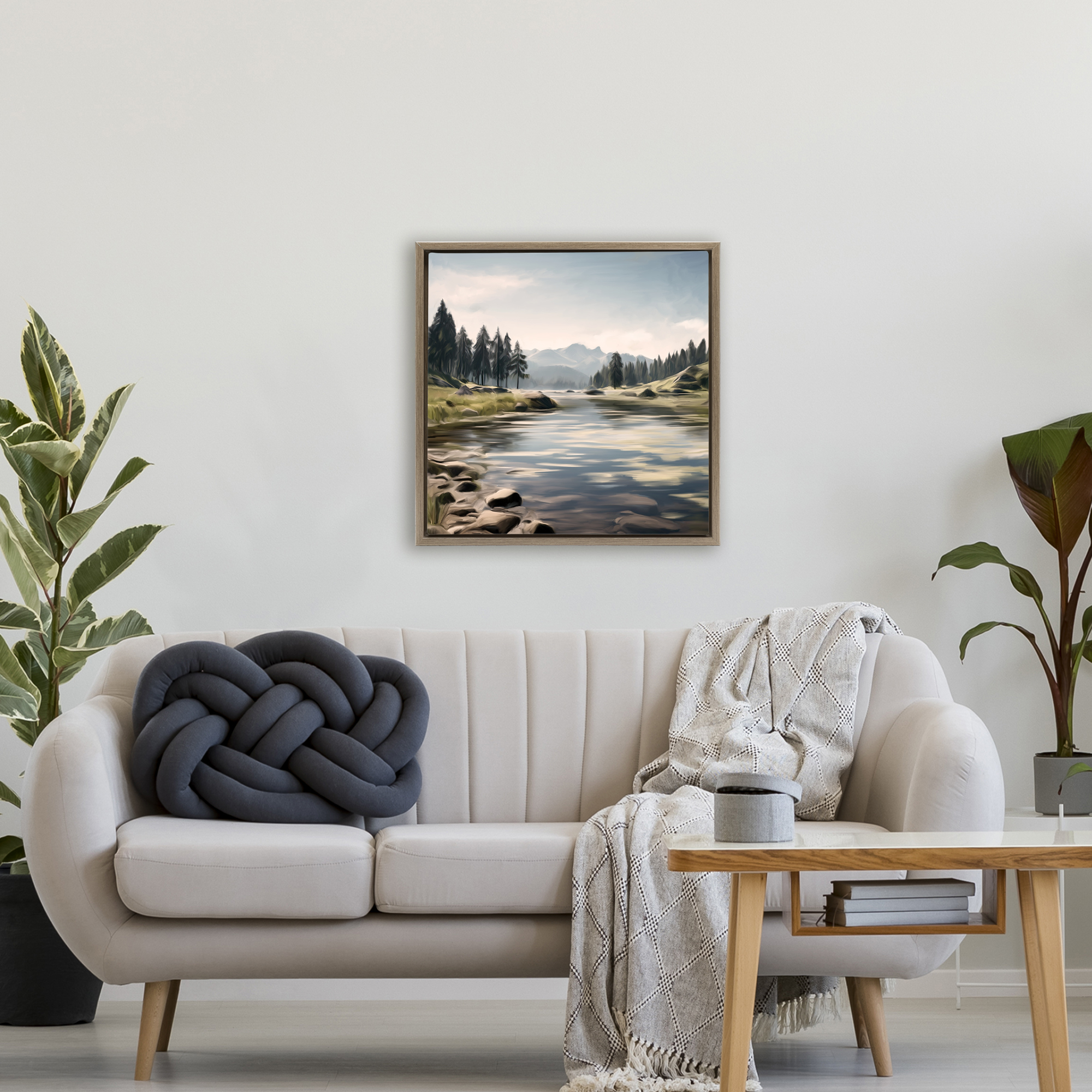 My Hideaway Pond Ripples Brown Framed Floater Canvas Wall Art, design by Kim Allen