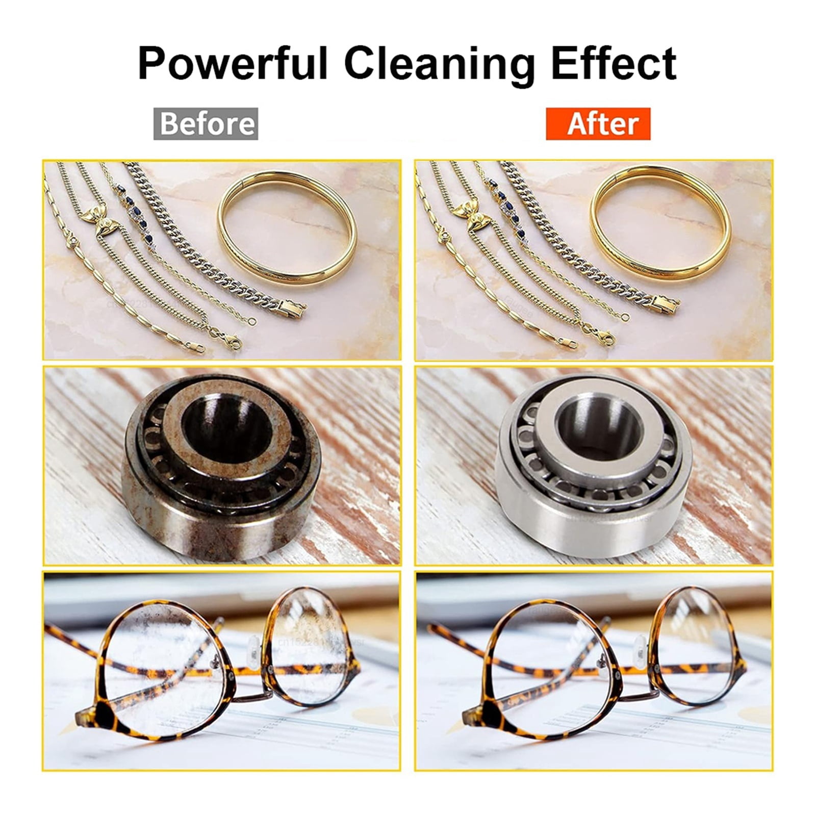 Ultrasonic Cleaner Ultrasound Glasses Jewelry Cleaner 40KHZ High Frequency Ultrasonic Washing Bath ,Convenient to Use