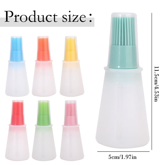 Cooking oil dispenser bottle with silicone brush for non stick basting