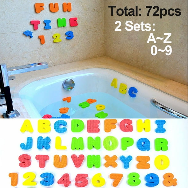 72 Pcs Set Foam Bath Alphabet Letters and Numbers Bath Toy Organizer
