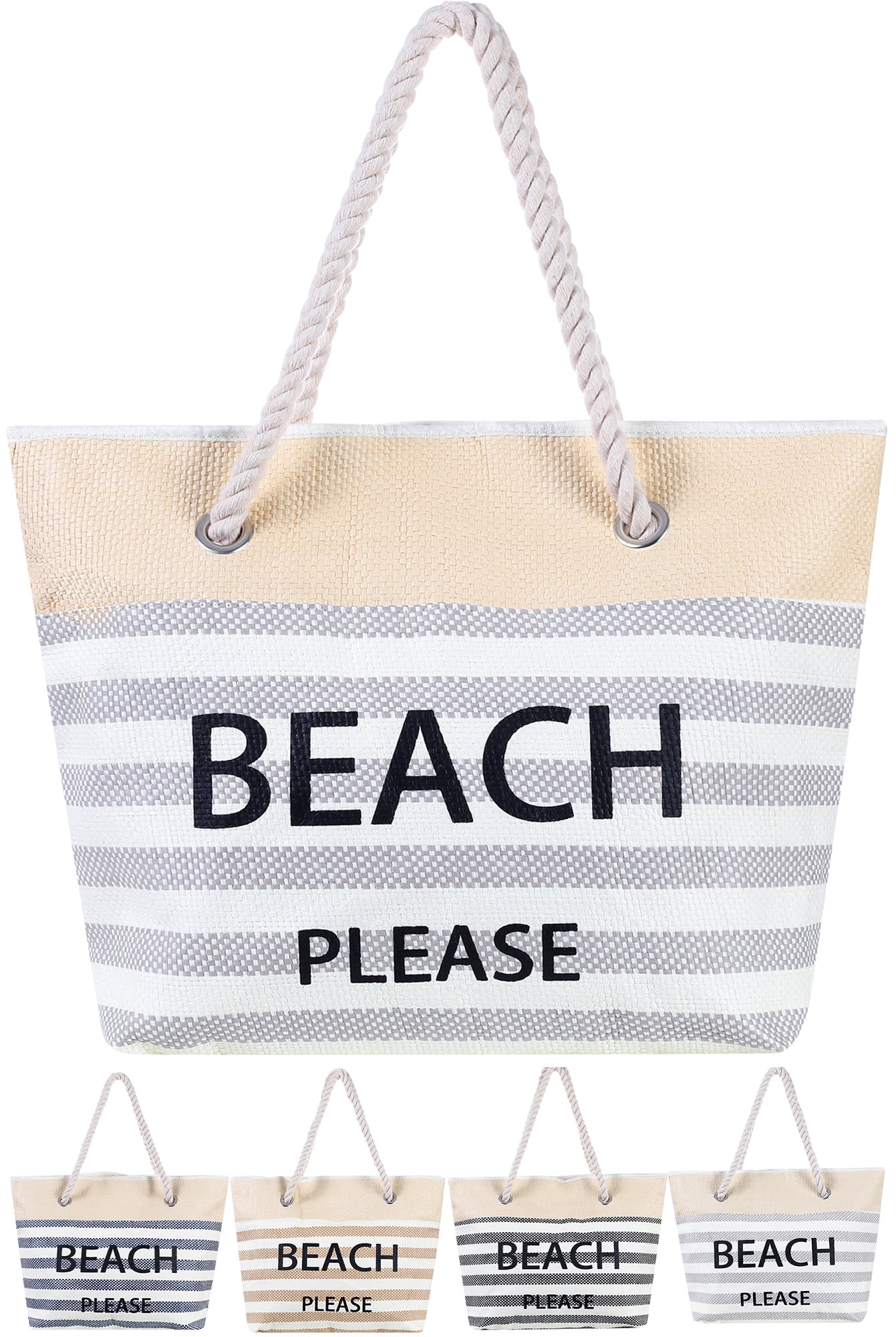 Prahalum Beach Bags for Women , Large Waterproof Sandproof Canvas Beach
