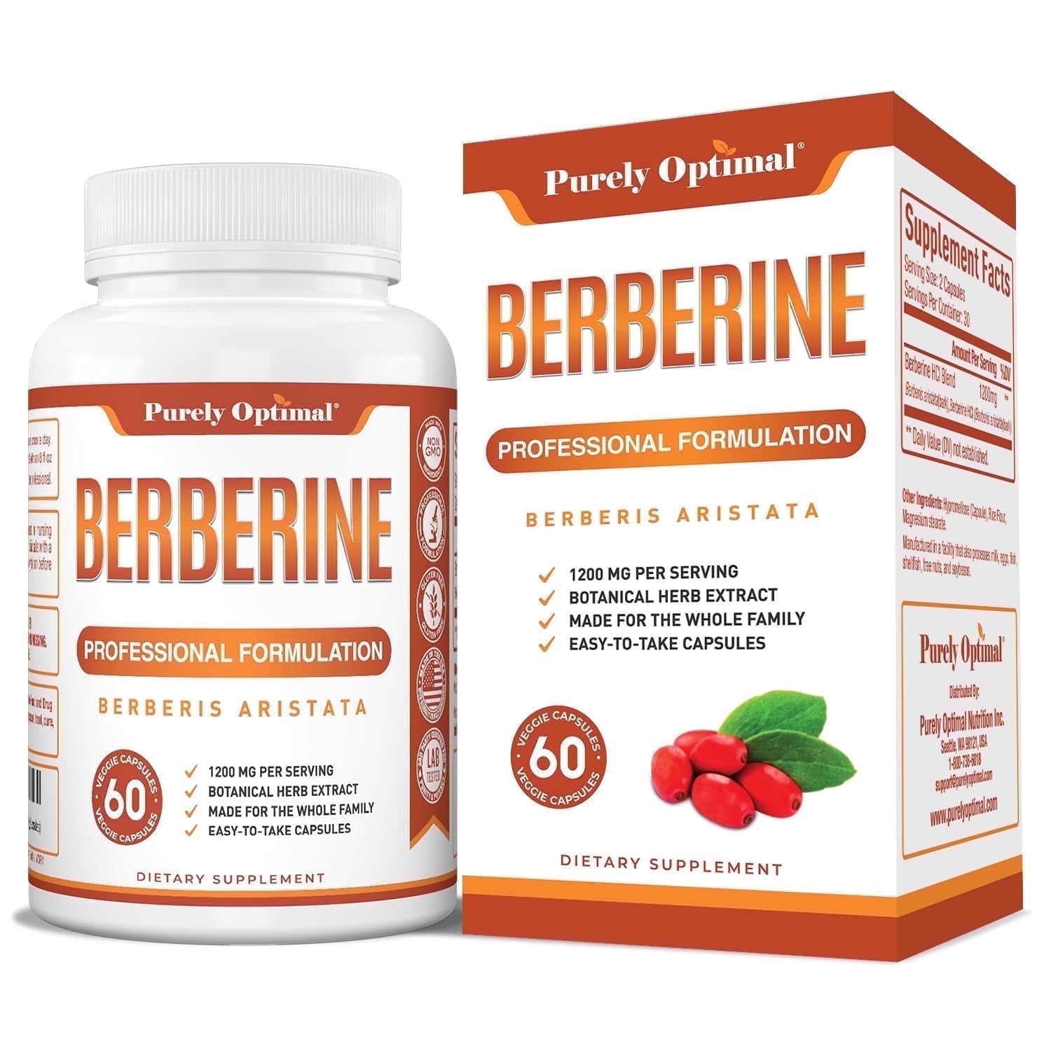 LEAN Nutraceuticals Berberine Supplement, 1200mg, 60 Capsules, Supports Blood Sugar, Cholesterol, Gut Health