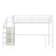 thumbnail image 5 of Queen Size Loft Bed with L-Shaped Desk & Wardrobe, Metal High Loft Bed Frame with USB Charging, LED Lights, and Adjustable Storage for Teens, Adults, White Wood-Grain, 5 of 10