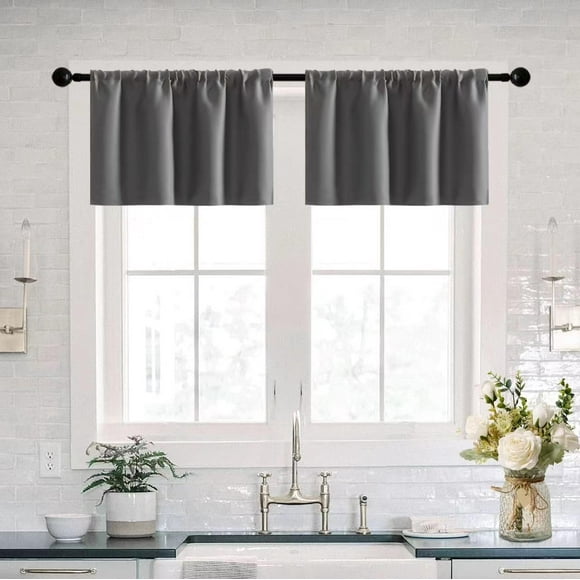 shiyou-RV Curtains for Camper Windows Blackout 2 Pack Valances Waterproof Light Blocking Blackout Thermal Insulated Small Curtains for Basement Window Bathroom Men Decor 42 x 18 Inch Length,Dark Gray