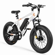 Qlife Racer Fat Tire Electric Bicycle for Adults, 28MPH Mountain Ebike with 500W Brushless Motor, Removable Battery, 20X4.0 Tire Step Over E-MTB with 7-Speed White