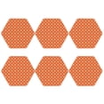 thumbnail image 2 of Fuzoiu Orange And White Polka Dot Print Leather Coasters Set,Drink Coasters Set of 6,for Tabletop Protection, Durable PVC Coasters,Home Décor and Housewarming Gift,Hexagon, 2 of 7