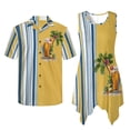 thumbnail image 4 of Psesaysky Couples Hawaiian Matching Outfits His and Her Hawaii Beer Palm Tree Matching Vacation Outfit Button Up Shirts for Men Aloha T-Shirt,Summer Sleeveless Tunic Dress with Pockets, 4 of 7