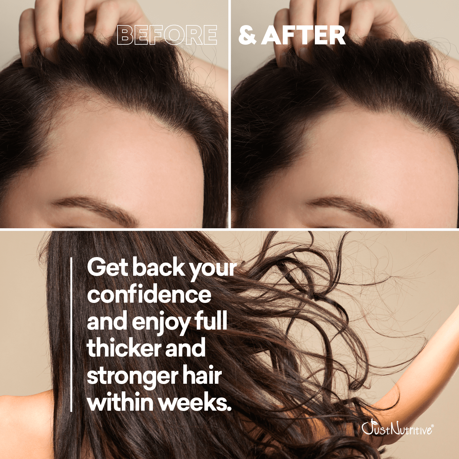Just Nutritive Grow New Hair Shampoo for Healthier Fuller Hair Growth, Natural Haircare Shampoo for Men & Women, 16oz