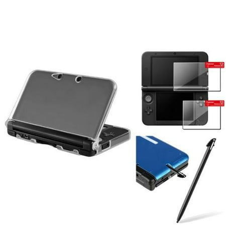 Insten Clear TPU Gel Rubber Soft Skin Case+Black Stylus Pen+Protector for Nintendo 3DS XL