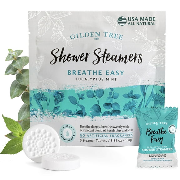 Gilden Tree Essential Oils Shower Steamers 100% Pure Eucalyptus Mint Long Lasting, Individually Wrapped, Spa Stress Relief Gifts for Women