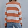 thumbnail image 5 of Womens Long Sleeve Shirts Casual Loose Fit Striped Tops Knit Pullover Sweaters Orange Red L, 5 of 9