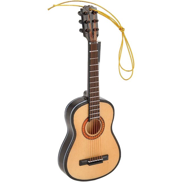 Miniature Guitar Model, Lifelike Wooden Guitar Model Guitar Ornament with Lanyard for Christmas Tree Living Room Study, Musical Instrument Miniature Decoration