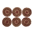 thumbnail image 3 of VHC Brands Cider Mill Primitive Red Textured Striped Round Table Decor Jute Coaster Set of 6, 4", 3 of 8