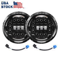 For Jeep Wrangler JK LJ TJ CJ 7 Inch Round Headlight Assembly with High/Low Beam DRL/Turn Signal Halo Ring, DOT Approve , H6024 LED Sealed Beam Headlights, Plug & Play(Pack of 2)