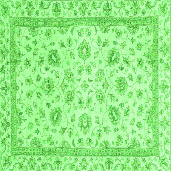 Ahgly Company Indoor Square Abstract Green Modern Area Rugs, 6' Square