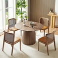 thumbnail image 3 of WILLIAMSPACE 47.24" Round Dining Table for 4 to 6, Modern Wood Kitchen Table Mid Century Circular Tabletop Curved Base Restaurant Furniture for Dining Room Kitchen Leisure Coffee Table, Walnut, 3 of 7