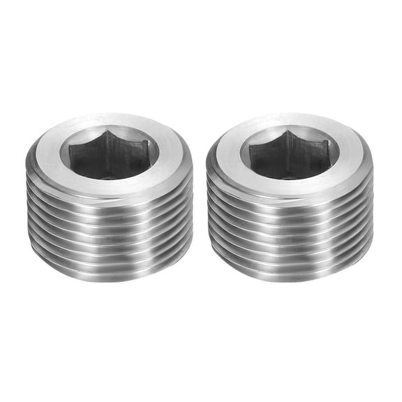 2 Pcs 304 Stainless Steel Pipe Plug M22 x 1.5 Male Internal Hex Thread Socket Pipe Plug