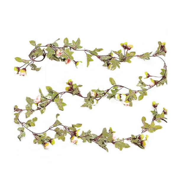Guirnalda de hojas de vid de flor de rosa de seda artificial larga Planta realista Banquete de boda Hogar, Champán AweSitey JJ18800-02