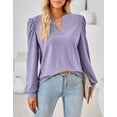 thumbnail image 6 of Alsol Lamesa Womens Long Puff Sleeve Fall Tops Dressy V Neck Knit Top Casual 2023 Trendy Tshirts Blouses Shirts for Women, 6 of 6