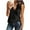 Black, variant on Womens V Neck Waffle Knit Vest Summer Casual Sleeveless Loose Tank Tops
