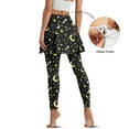 thumbnail image 3 of SCRAWLGOD Moon Stars Polka Dot Black Fashionable Golf Skirted Leggings with Pocket for Women Non See-Through Elastic Pickleball Skorts Leggings Full Length Chic Yoga Tights, 3XL, 3 of 7