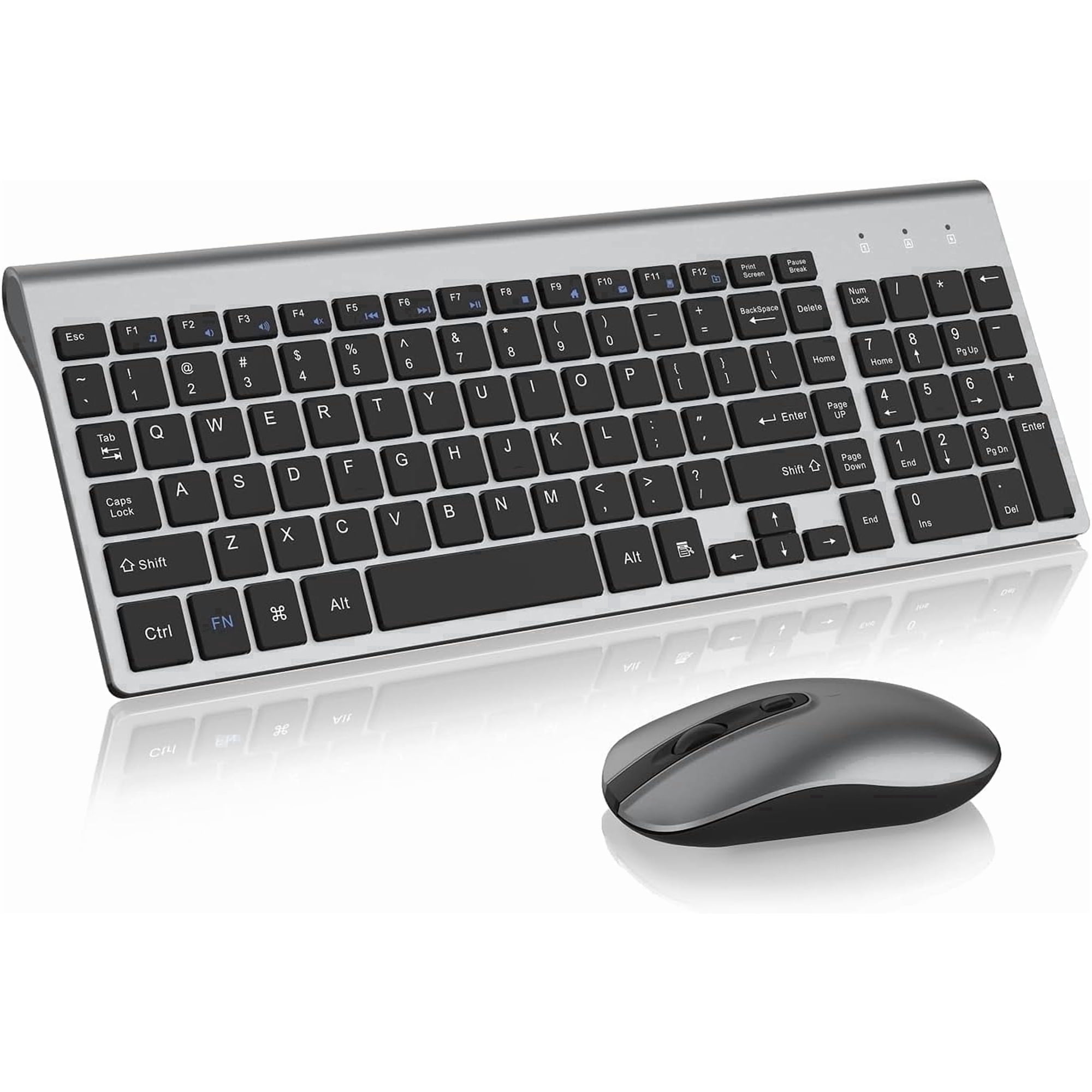 Wireless Keyboard and Mouse Combo, Cimetech Quiet Keyboard and Adjustable DPI Mouse Set, 2.4GHz USB Ultra Slim Silent Computer Keyboard and Mouse for Laptop, PC, Notebook, Desktop-Gray